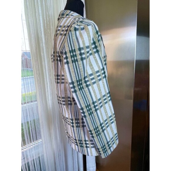Vintage 70s jacket, unisex green plaid blazer, gender neutral fashion, (S/M) - Picture 7 of 10